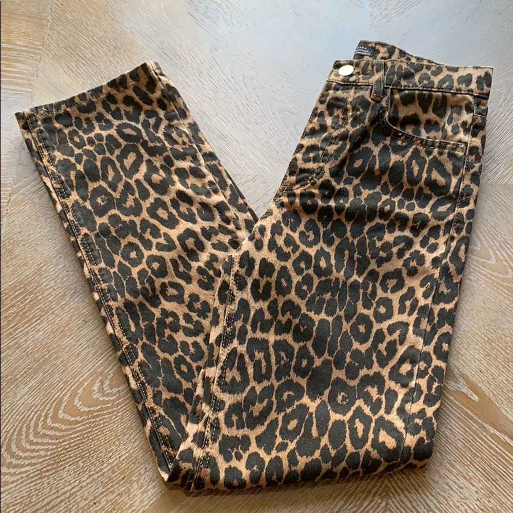 ZARA TRF Collection Leopard Skinny Denim Jeans 00